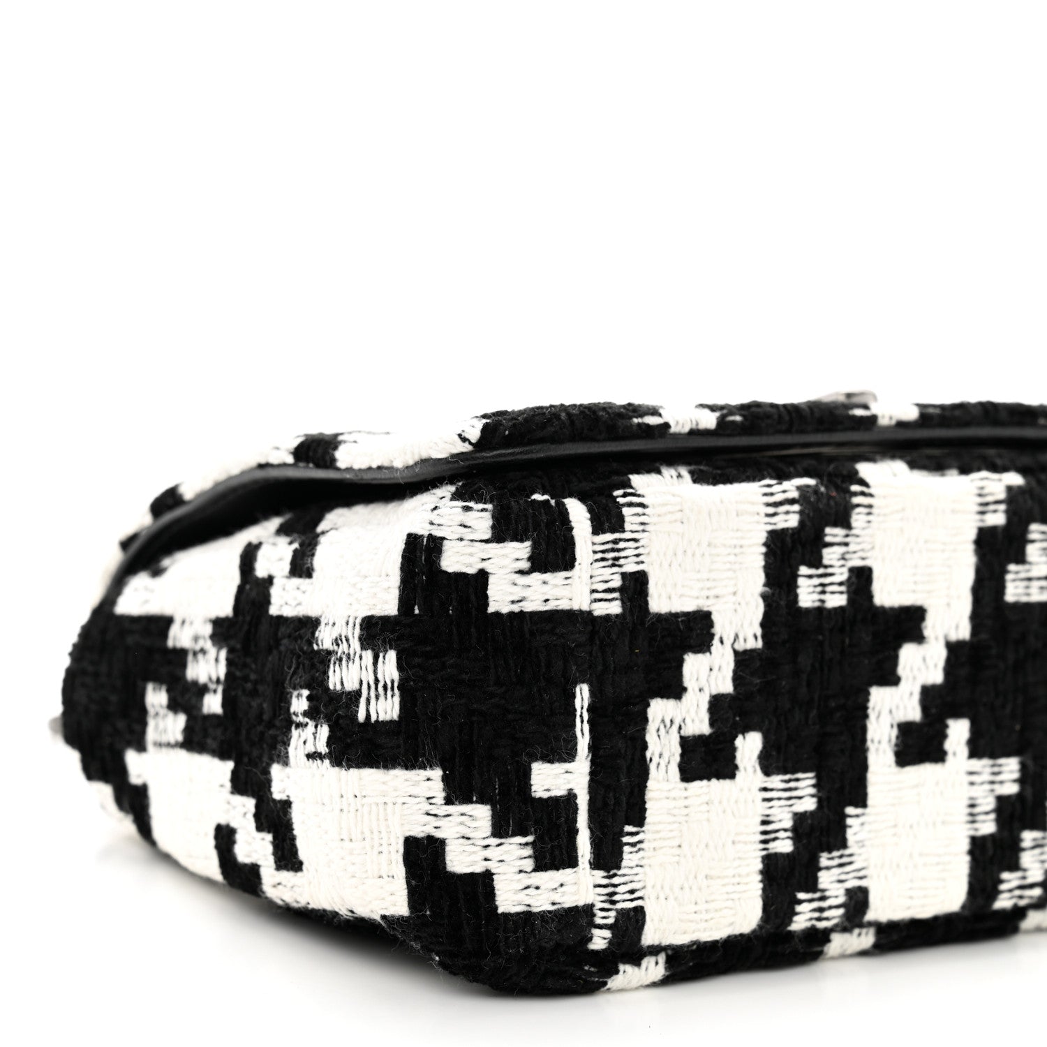 Christian Dior Tweed Macro Houndstooth Small Caro Bag Black White 9 of 10