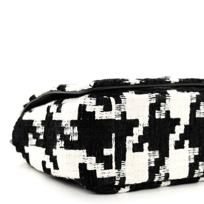 Christian Dior Tweed Macro Houndstooth Small Caro Bag Black White 9 of 10