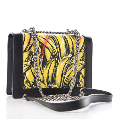 Prada City Calfskin Severine Banana Print Flap Giallo Black 3 of 6
