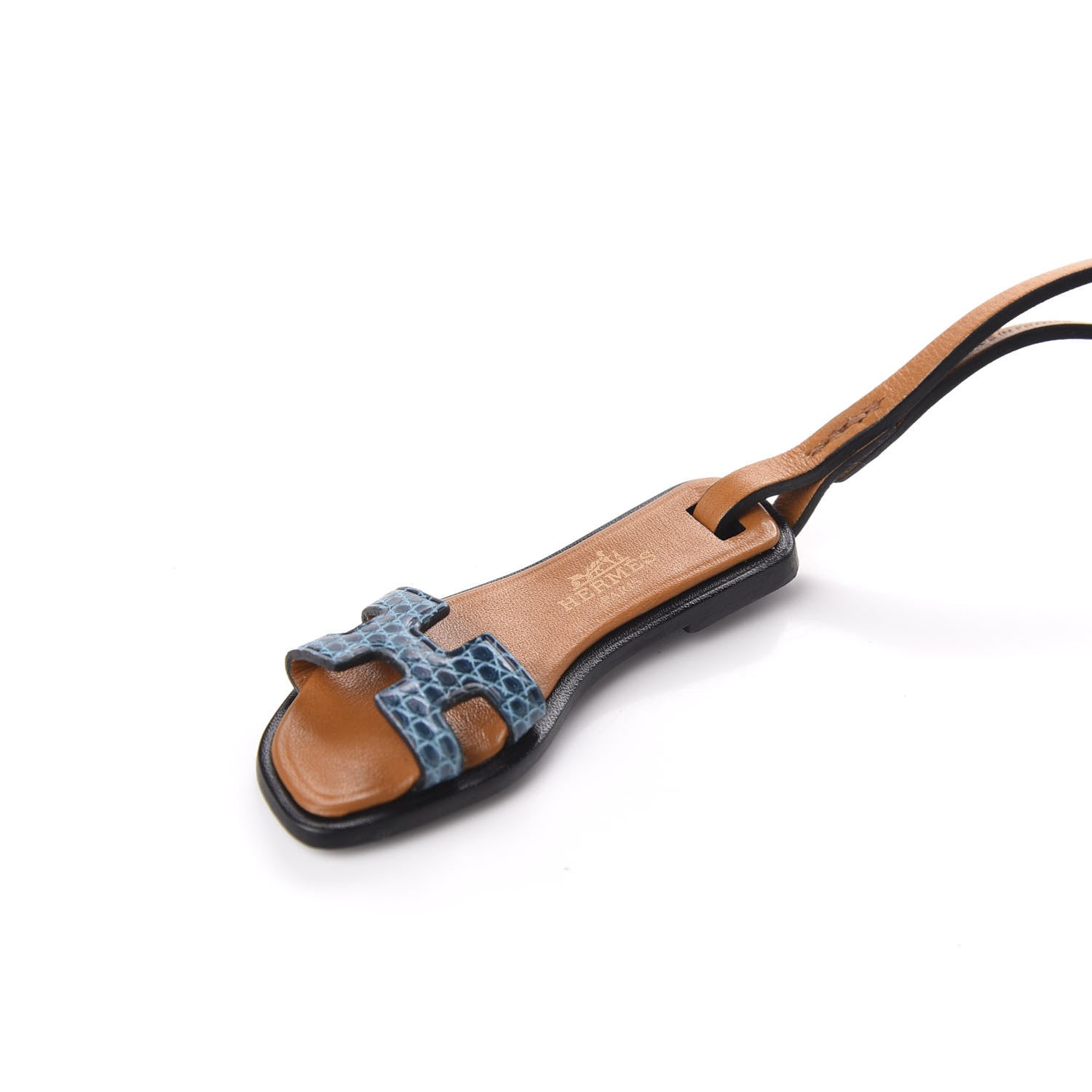 Hermes Polished Niloticus Lizard Butler Calfskin Hunter Oran Nano Bag Charm Bleu Petrole Naturel 3 of 5