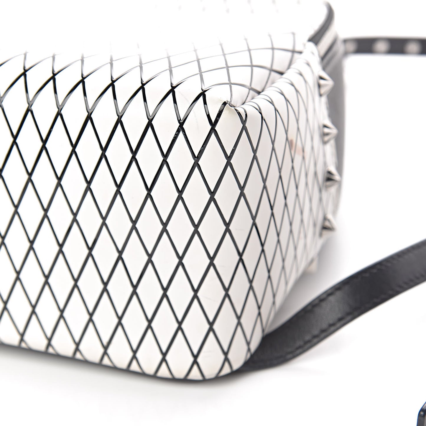 Calfskin Polke Stud Rombi Mini Duchess Backpack White Black