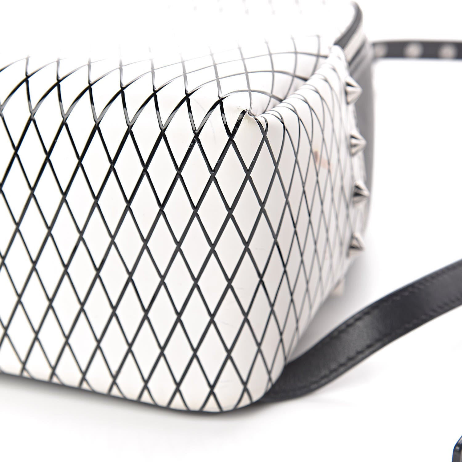 MCM Calfskin Polke Stud Rombi Mini Duchess Backpack White Black 10 of 11