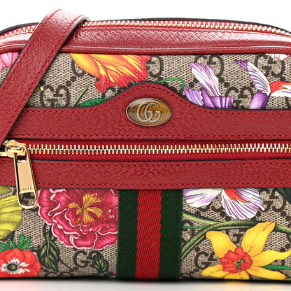 Gucci GG Supreme Monogram Flora Web Mini Ophidia Shoulder Bag Red 8 of 11