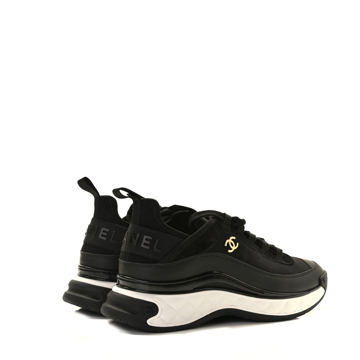 Chanel Velvet Calfskin Mixed Fibers CC Sneakers 40 Black 4 of 9