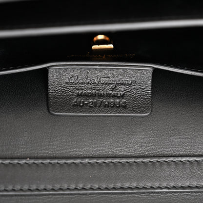 Salvatore Ferragamo Calfskin Canvas Trifolio Crossbody Bag Black 7 of 13