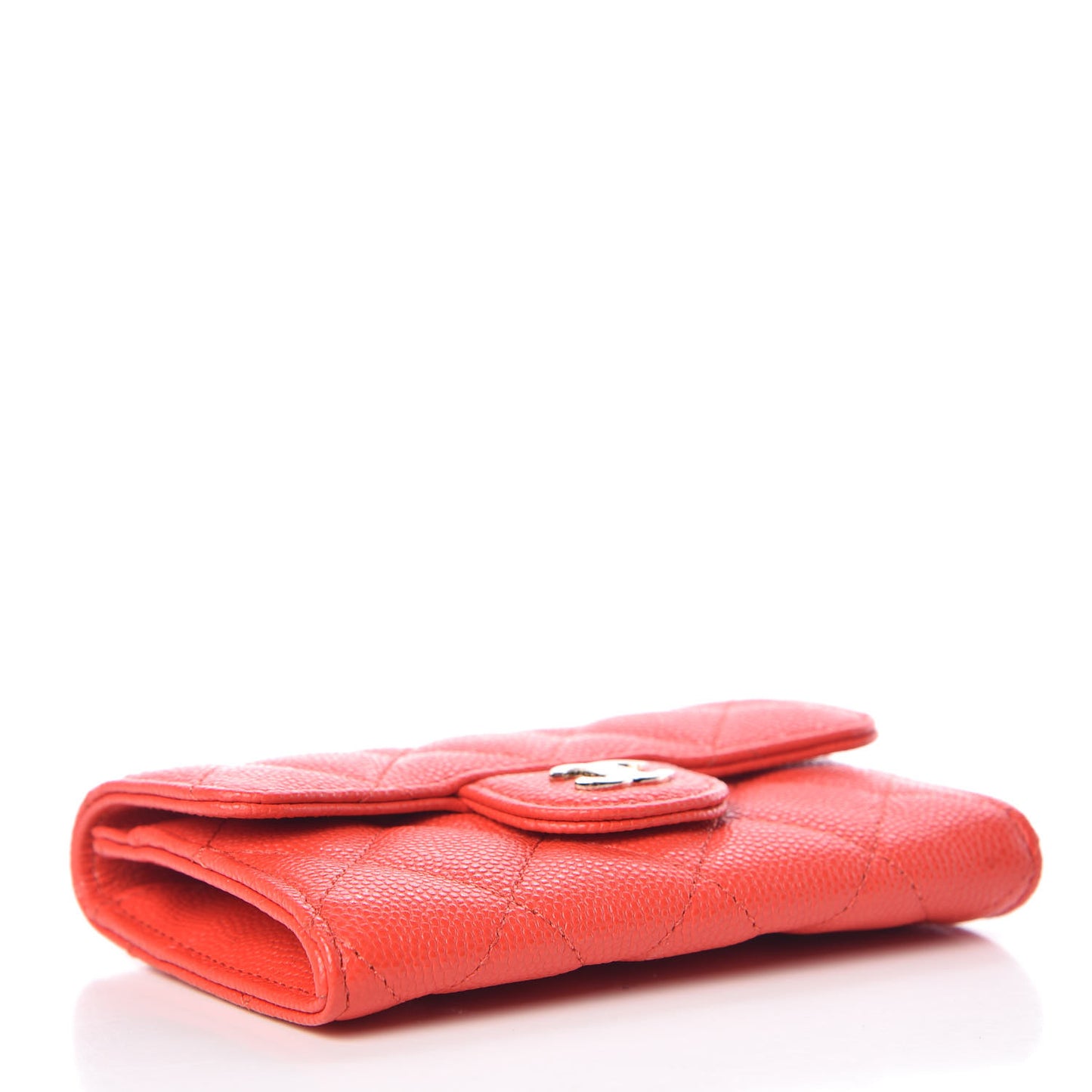 Caviar Quilted Flap Card Holder Red
