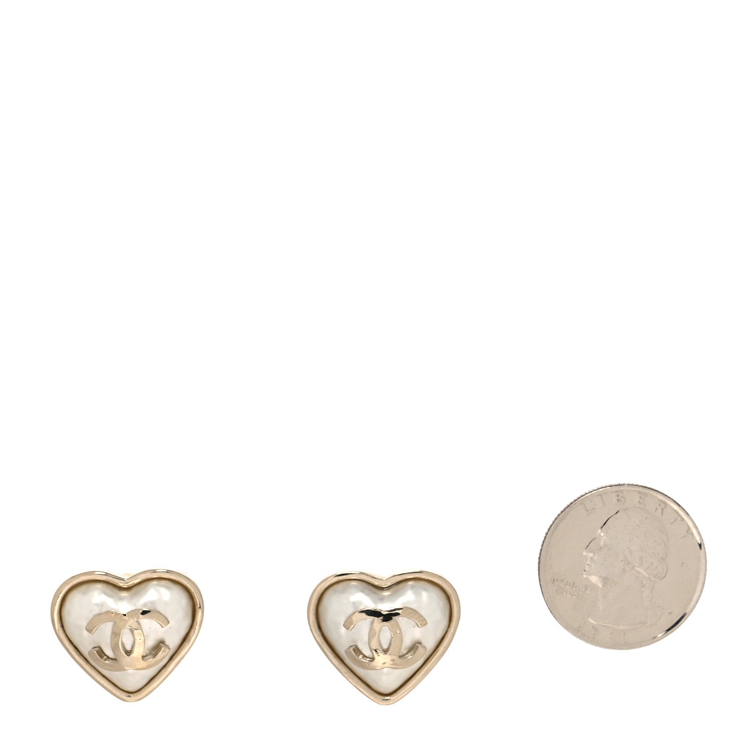 Chanel Pearl CC Heart Earrings Gold 2 of 4