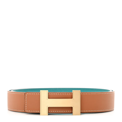 Hermes Swift Epsom 24mm Focus Belt Gold Bleu Paon 1 of 8