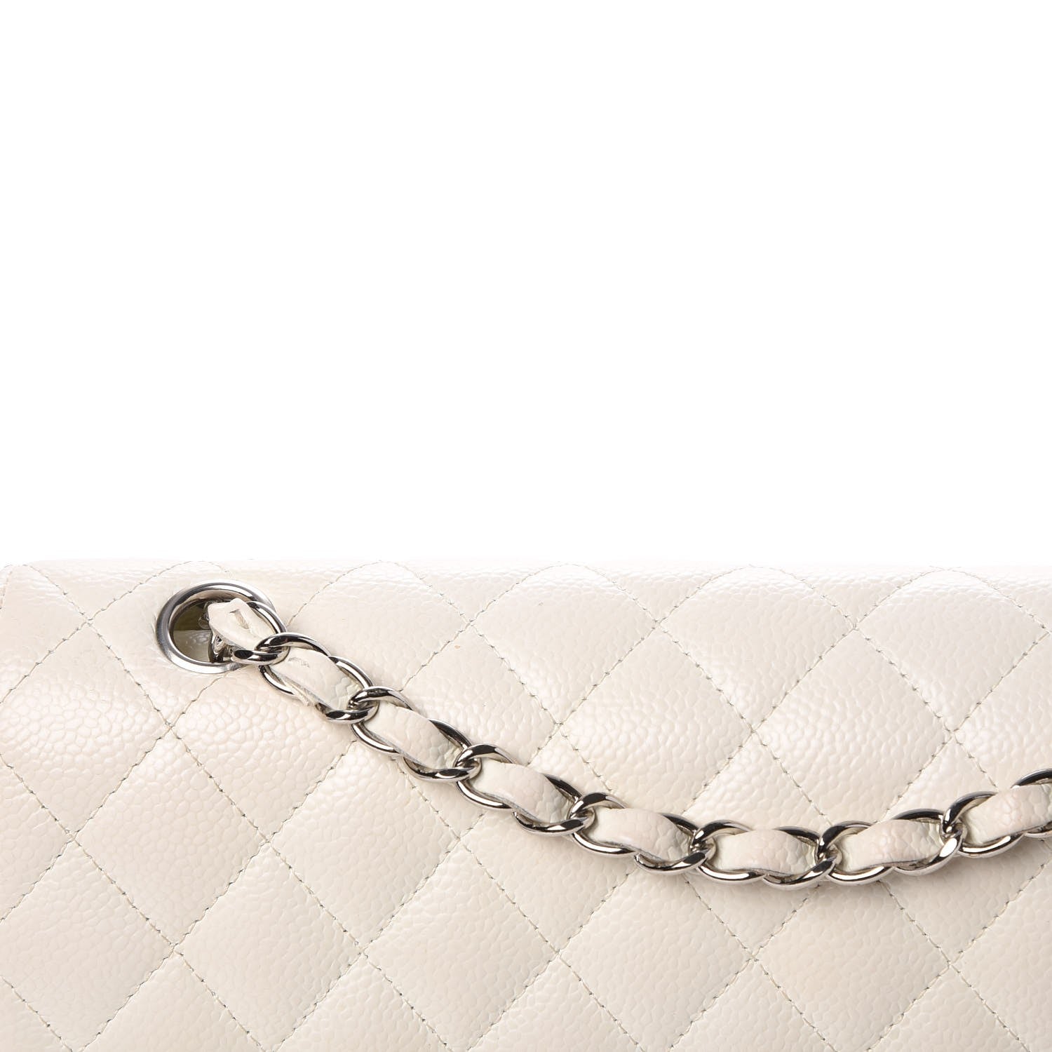 Chanel Caviar Quilted Medium Double Flap White 12 of 15