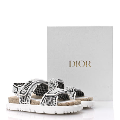 Christian Dior Technical Knit Jute Dioract 10mm Sandals 37 White Black 9 of 9