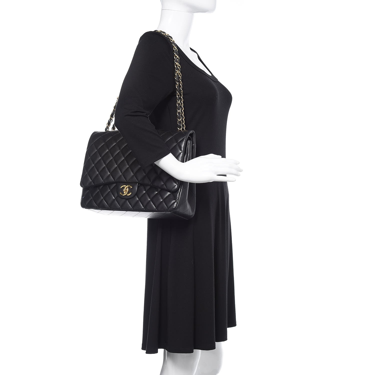 Chanel Lambskin Quilted Maxi Double Flap Black 2 of 16