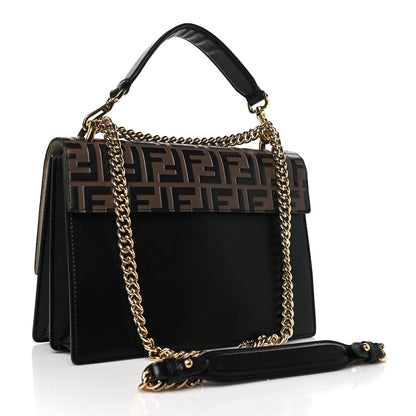 Fendi Vitello Liberty Bi-Color FF 1974 Embossed Chain Strap Kan U Shoulder Bag Black Maya 3 of 9