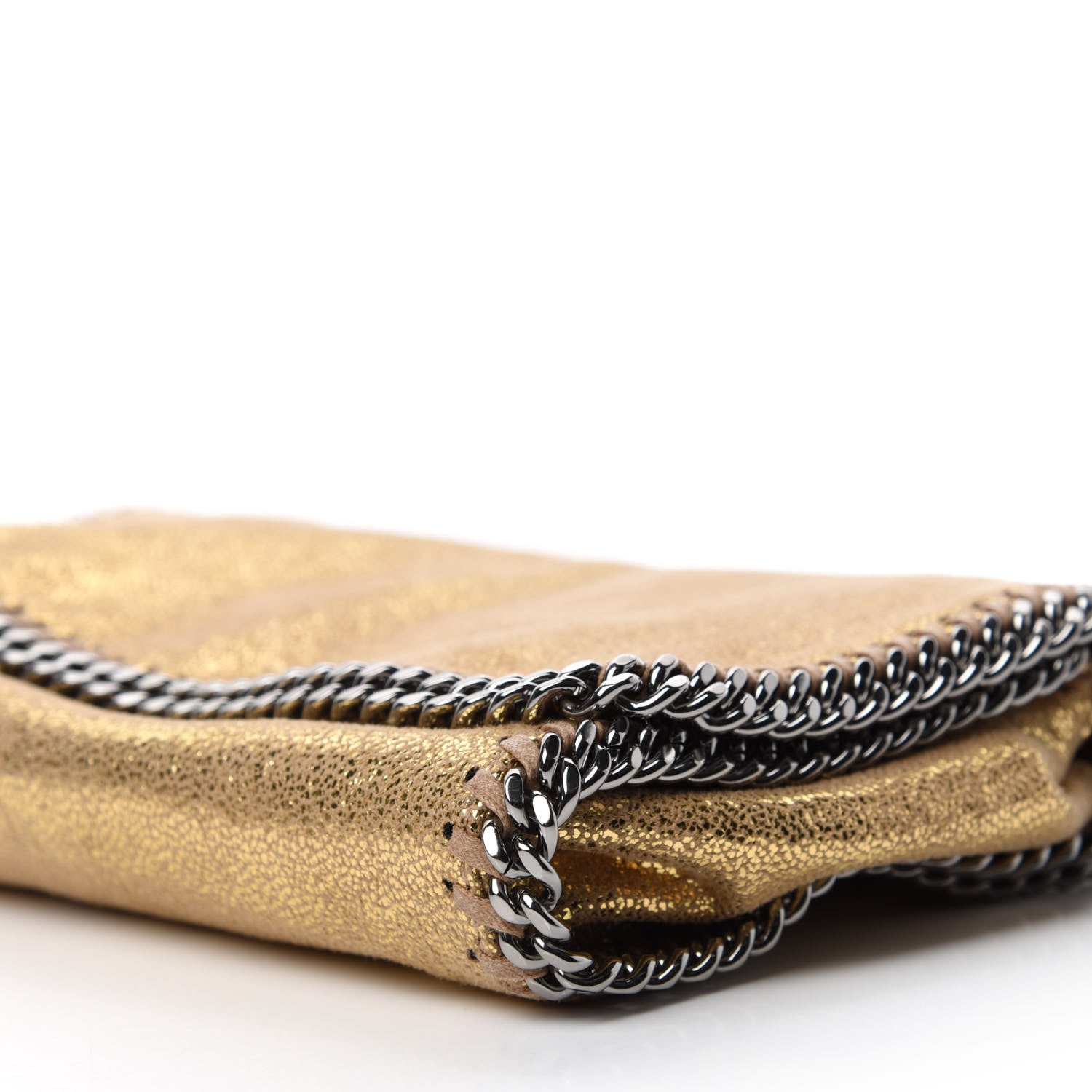 Stella McCartney Metallic Crackle Shaggy Deer Falabella Crossbody Bag Gold 7 of 10