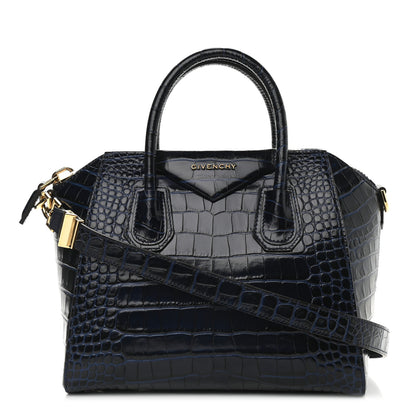 Givenchy Calfskin Crocodile Embossed Small Antigona Navy 1 of 11