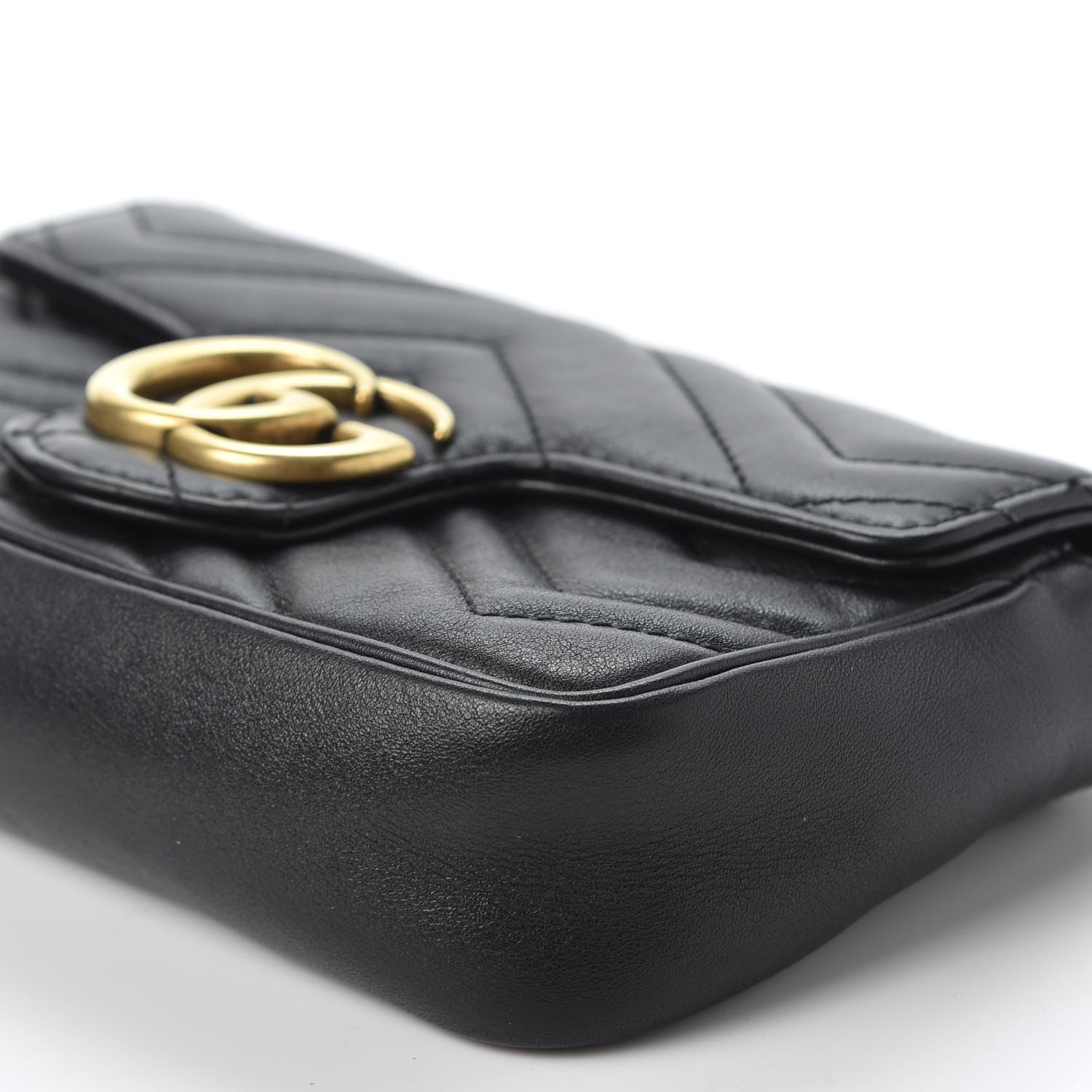 Gucci Calfskin Matelasse Super Mini GG Marmont Shoulder Bag Black 6 of 10