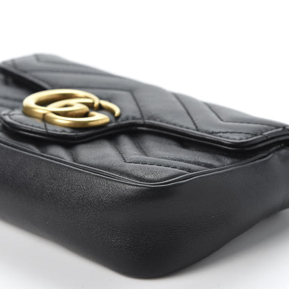 Gucci Calfskin Matelasse Super Mini GG Marmont Shoulder Bag Black 6 of 10