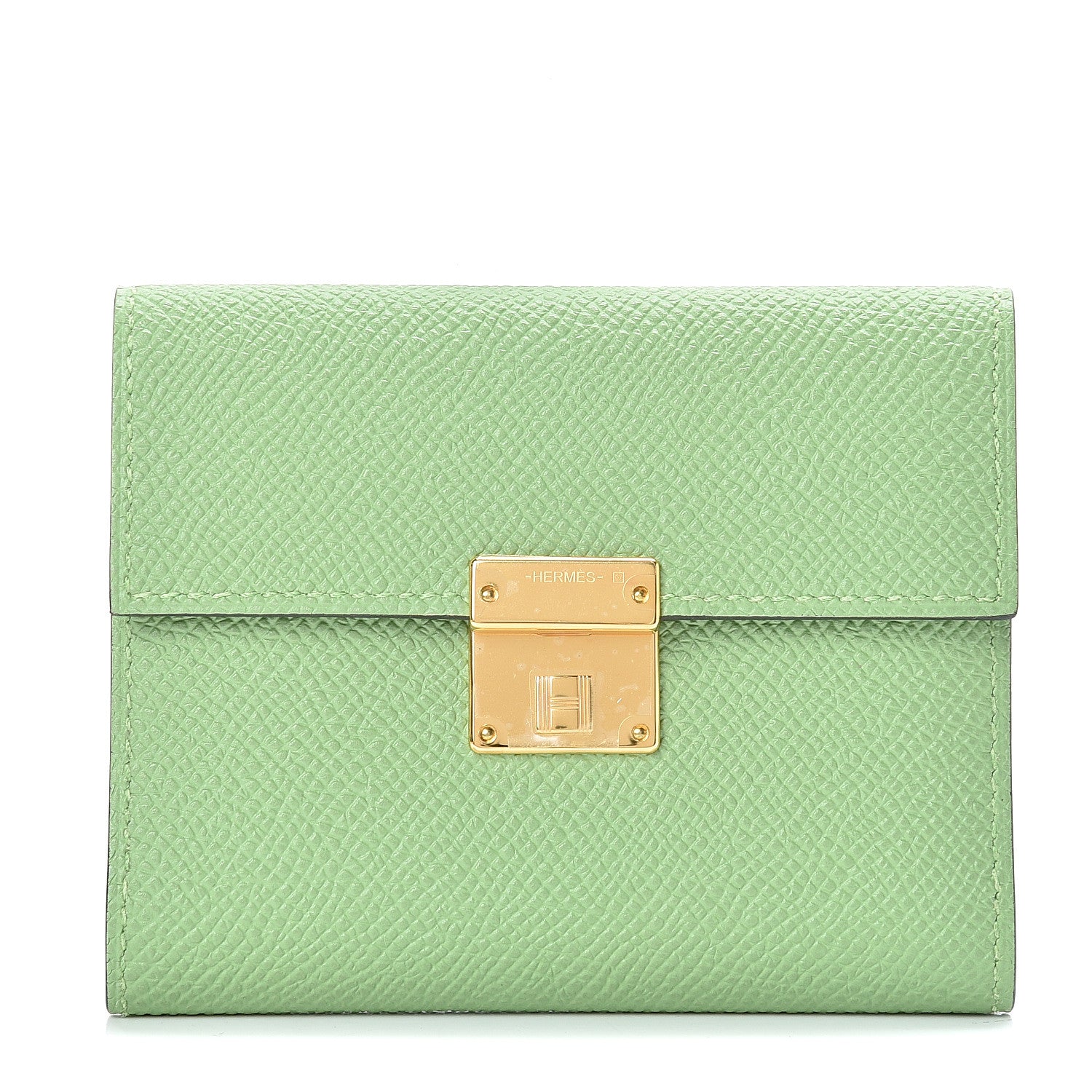 Hermes Epsom Mini Clic Card Holder Vert Criquet 1 of 8