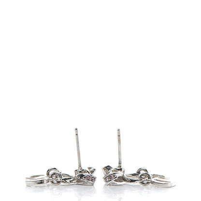 Christian Dior Crystal Bow Earrings Silver Pink 5 of 5