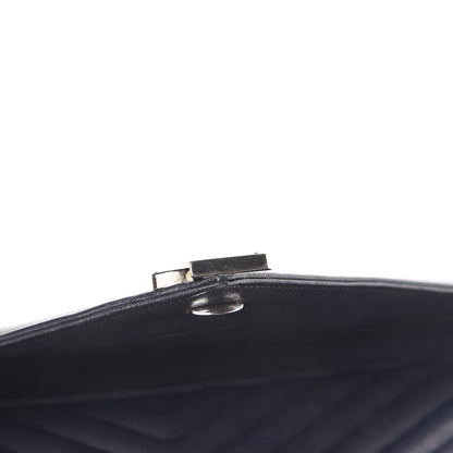 Saint Laurent Sheepskin Matelasse Chevron Monogram Large College Satchel Deep Marine 7 of 13