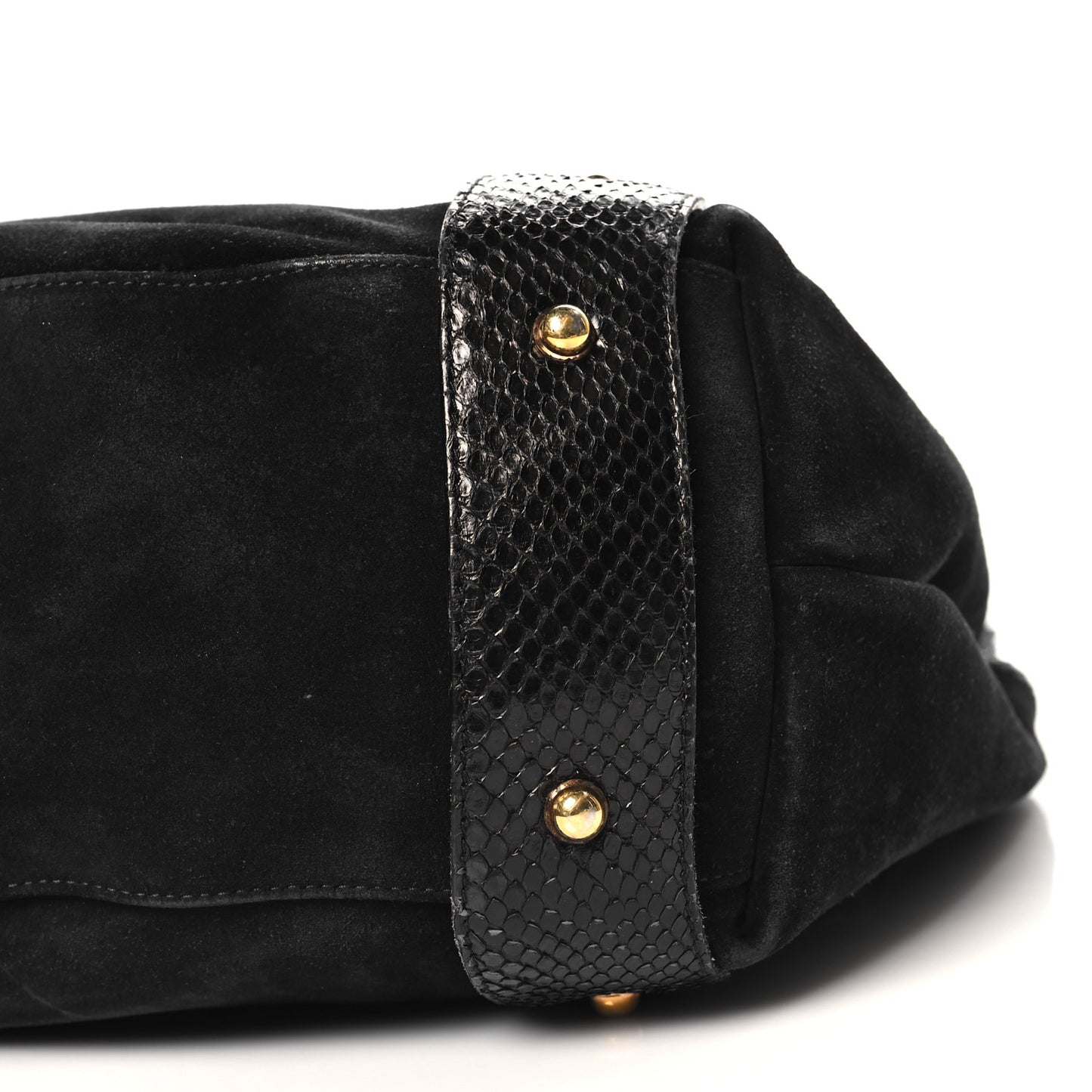 Snakeskin Suede Medium Pelham Shoulder Bag Black