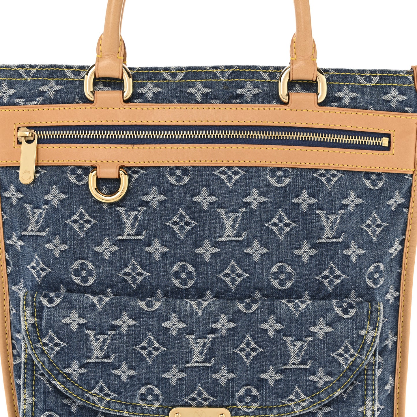 Monogram Denim Sac Plat Blue