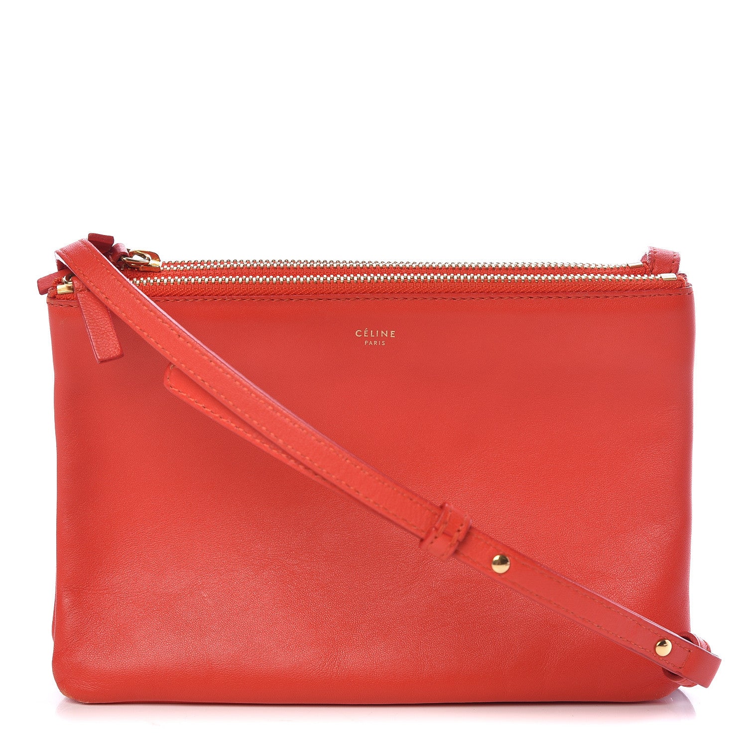 Celine Liege Calfskin Small Trio Crossbody Bag Vermillion 1 of 15