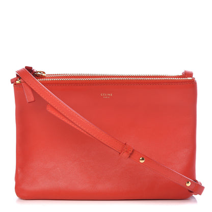Celine Liege Calfskin Small Trio Crossbody Bag Vermillion 1 of 15