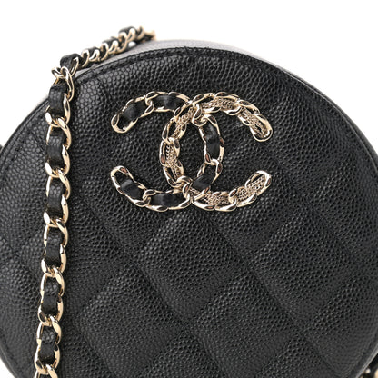 Chanel Caviar Quilted French New Wave Round Clutch With Chain Black 8 of 11