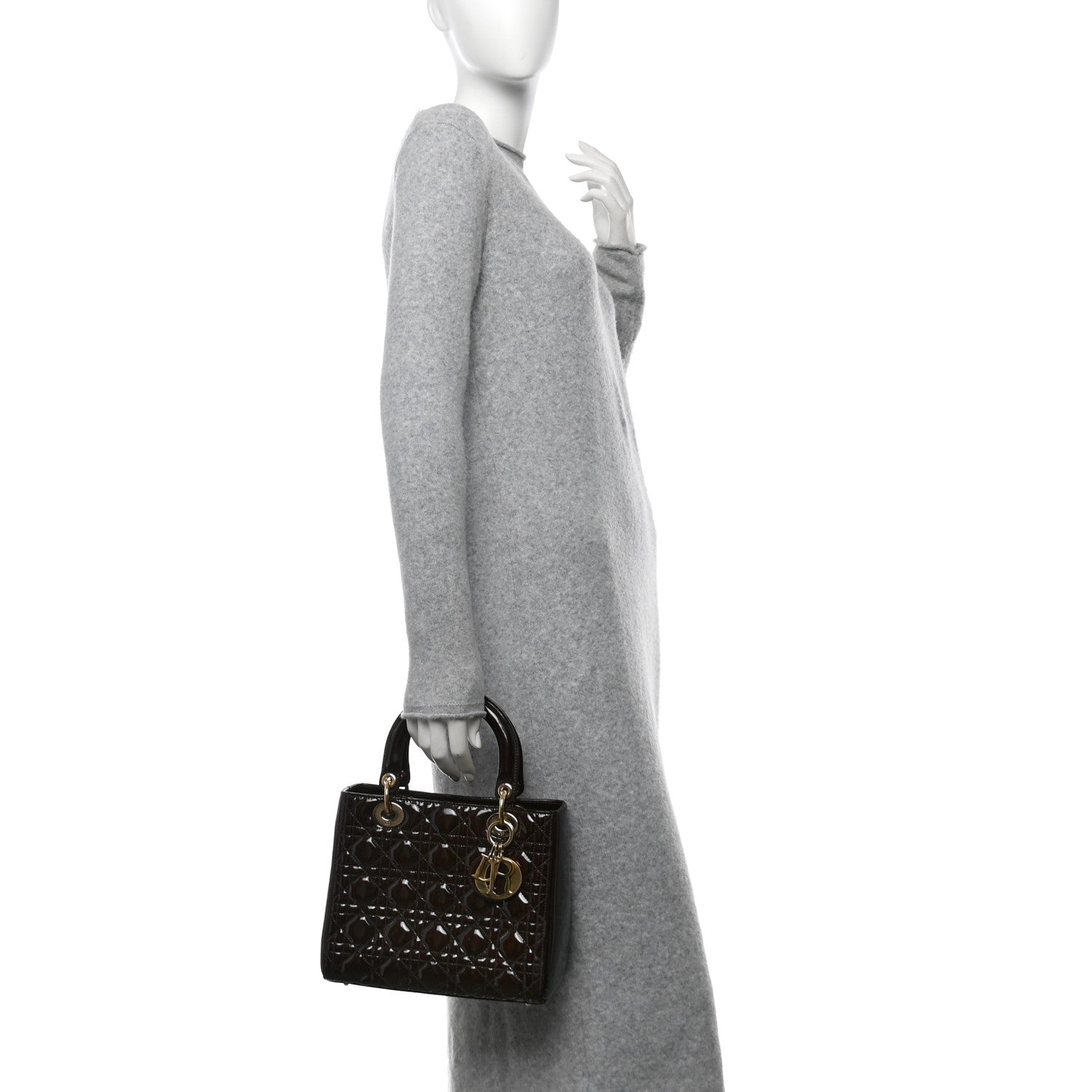 Christian Dior Patent Cannage Medium Lady Dior Dark Brown 2 of 14