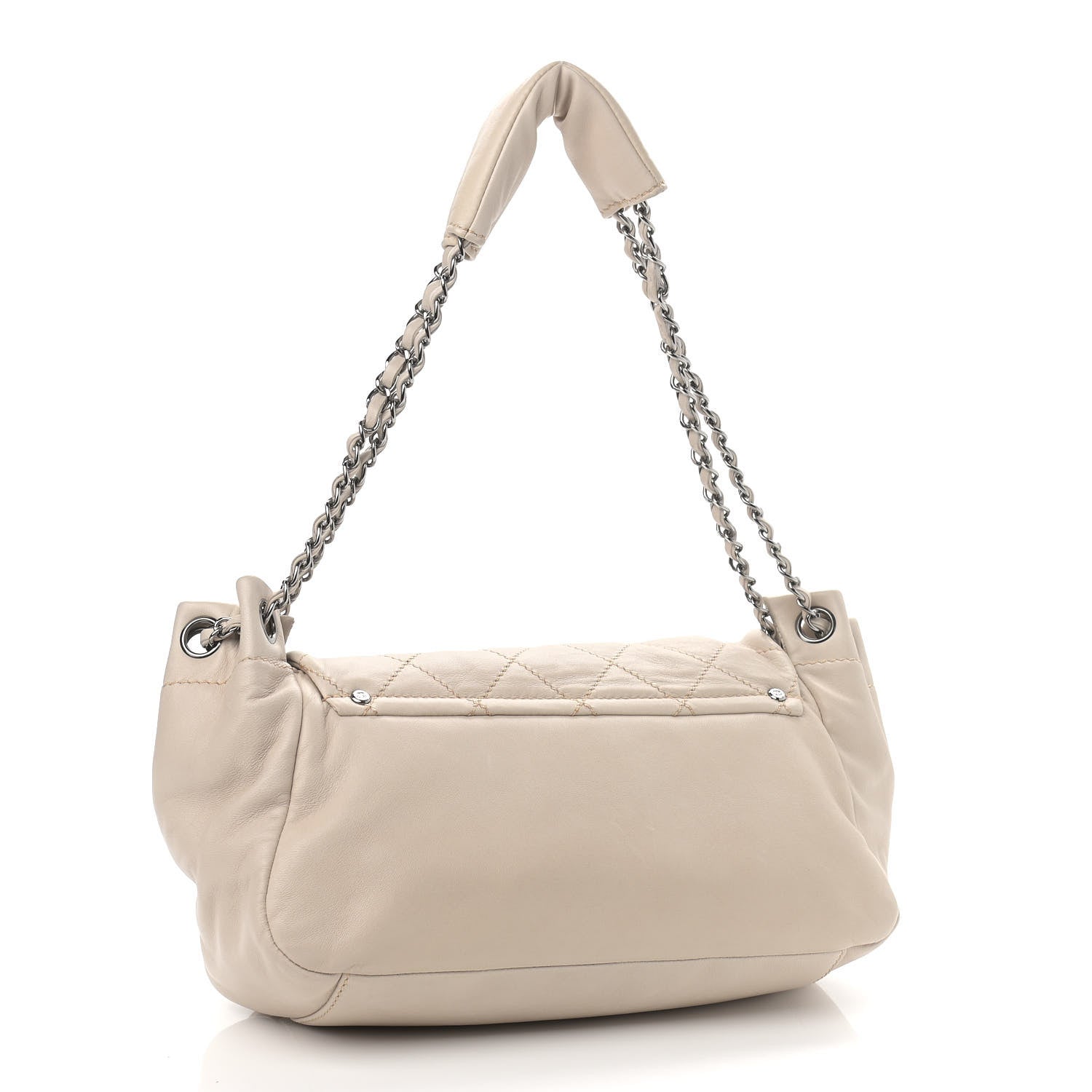 Chanel Lambskin Contrast Stitch Surpique Accordion Flap Beige 3 of 10