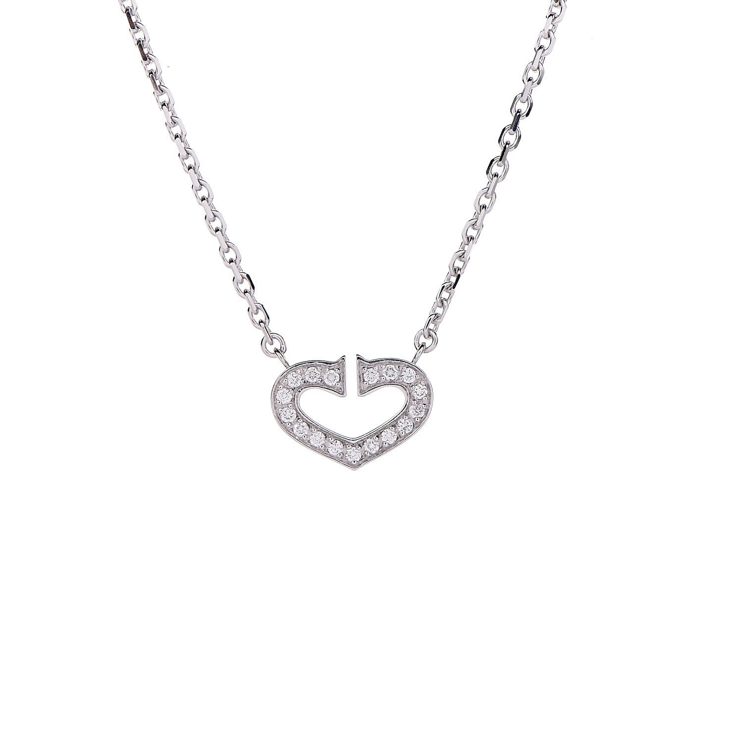 Cartier 18K White Gold Diamond Small Hearts and Symbols Pendant Necklace 4 of 7