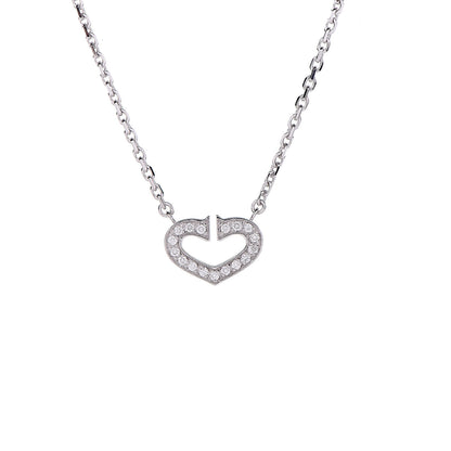 Cartier 18K White Gold Diamond Small Hearts and Symbols Pendant Necklace 4 of 7