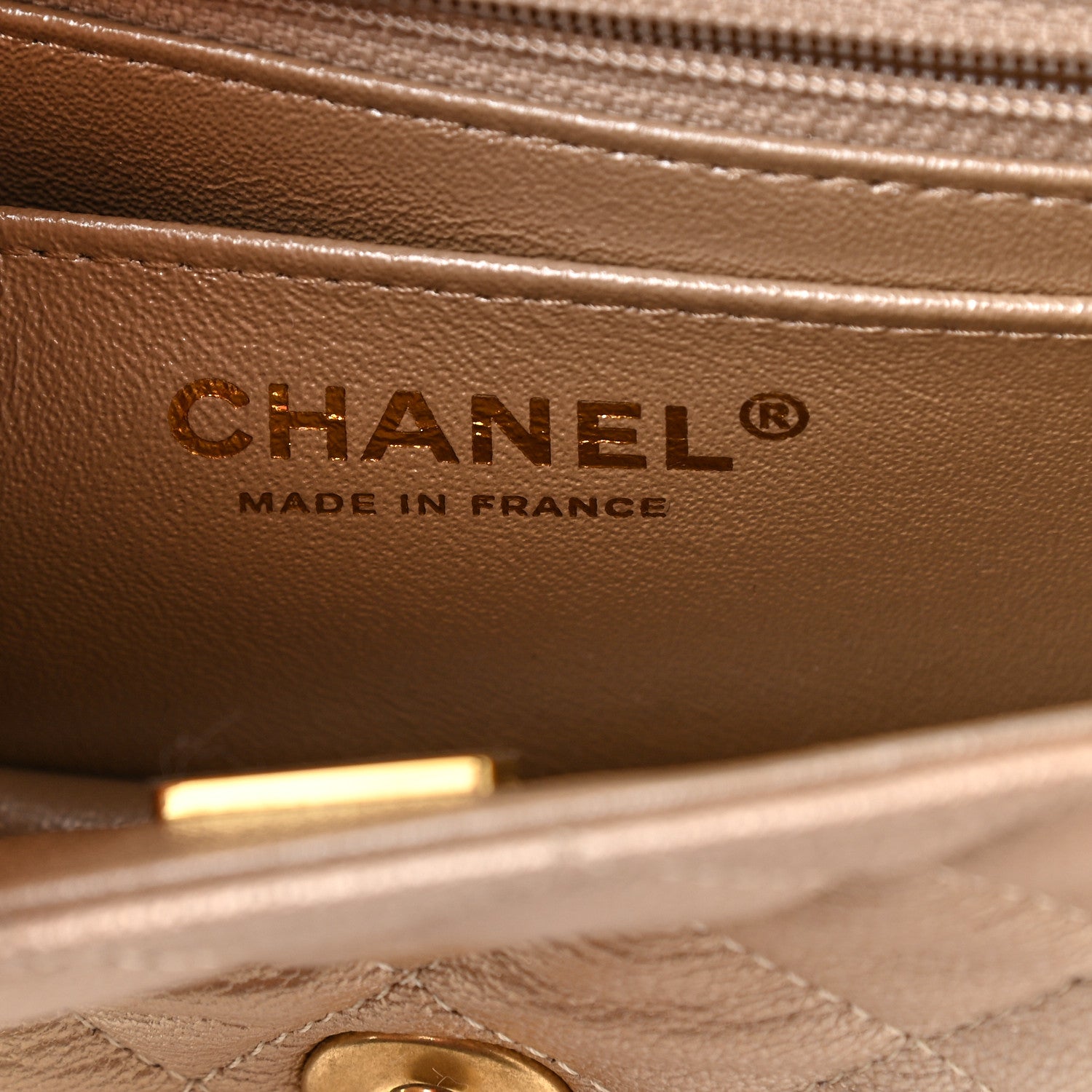 Chanel Metallic Goatskin Quilted Mini Rectangular Flap Gold 6 of 9