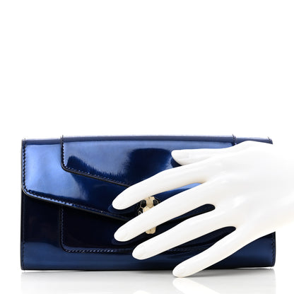 Bulgari Metallic Calfskin Serpenti Forever Wallet Blue 2 of 8