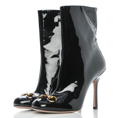 Gucci Patent Horsebit Ankle Booties 37 Black 3 of 8