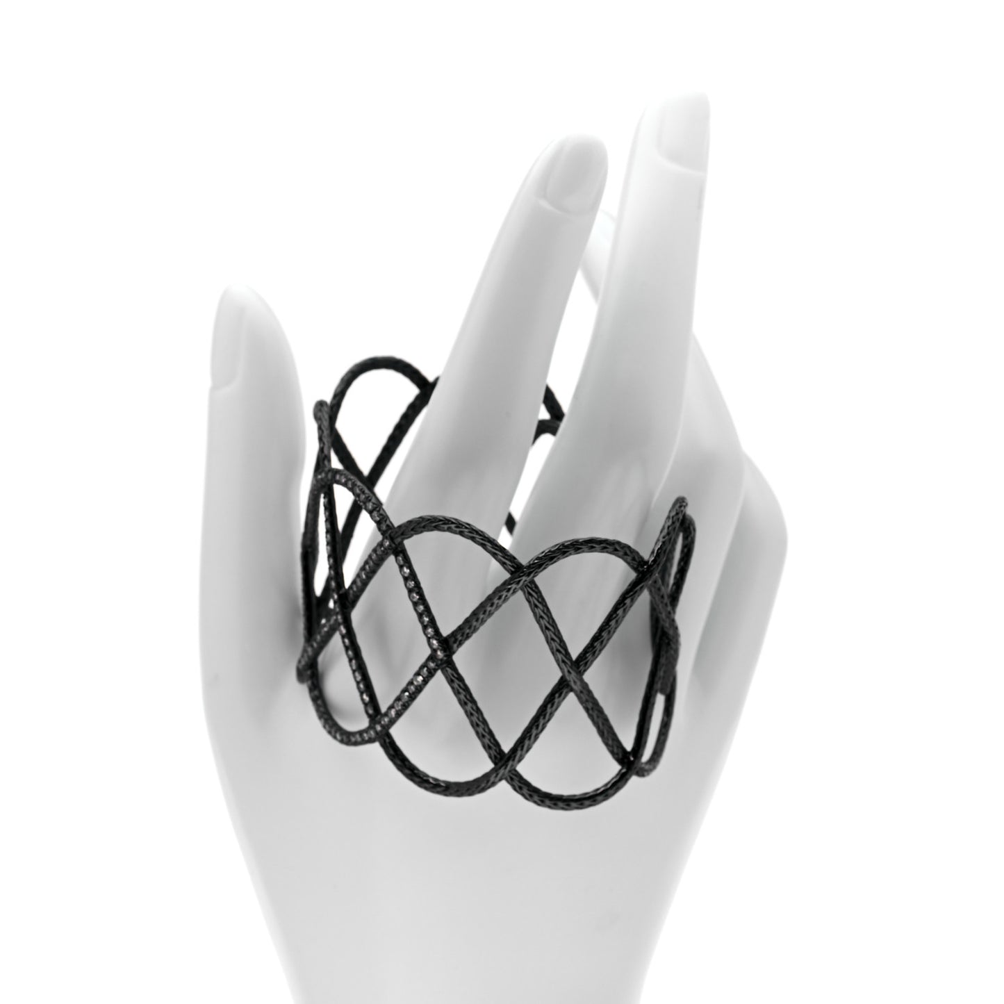 Rhodium Plated Sterling Silver Diamond Classic Chain Cuff Bracelet