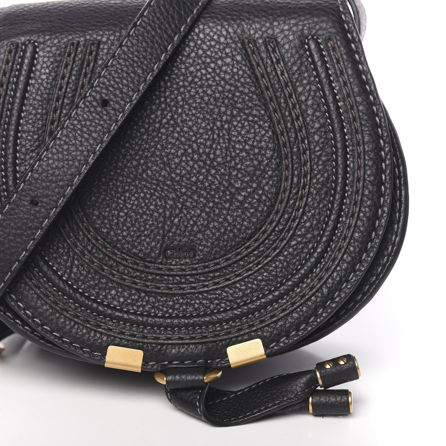 Calfskin Mini Marcie Round Crossbody Bag Black