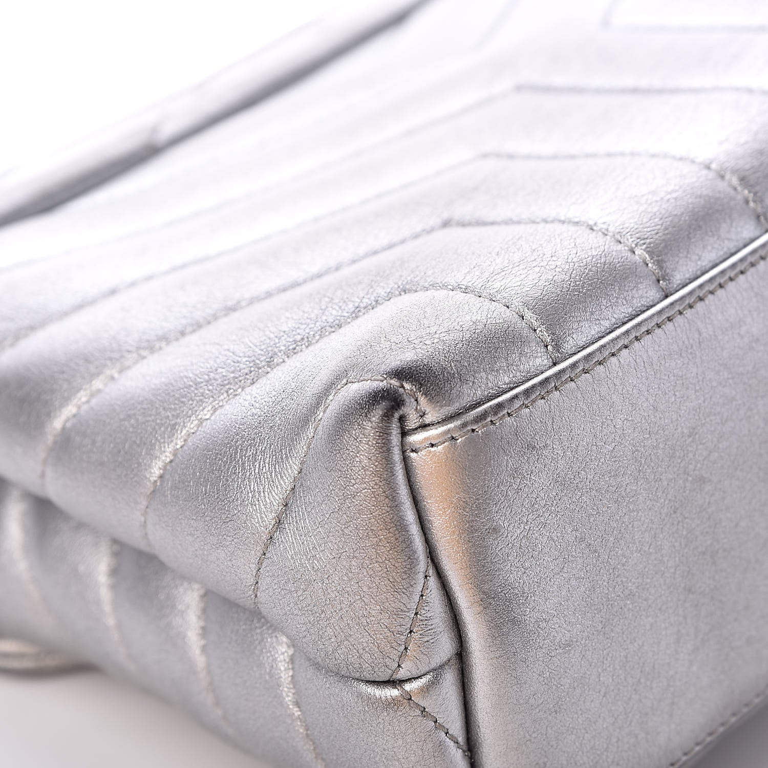 Saint Laurent Calfskin Y Quilted Monogram Small Loulou Chain Satchel Silver 12 of 15