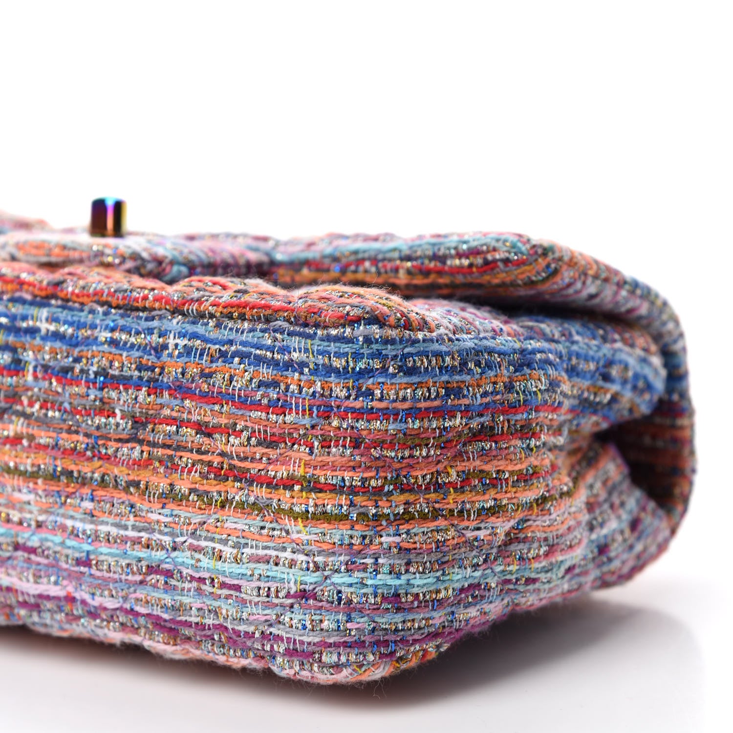 Chanel Tweed Quilted Mini Rectangular Flap Blue Pink Orange 7 of 11