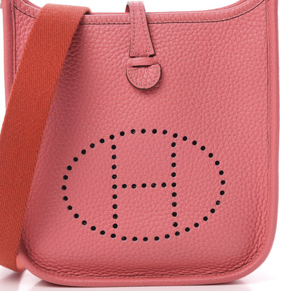 Hermes Taurillon Clemence Amazone Evelyne TPM Rose Azalee Rouge Pivoine 8 of 11