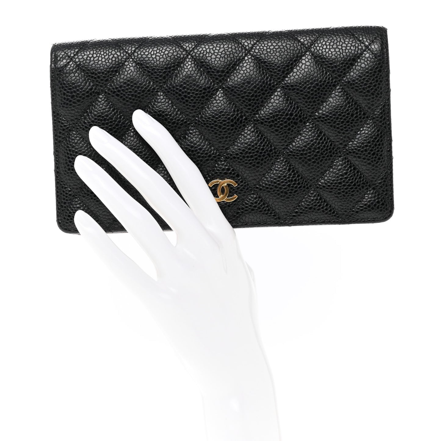 Caviar Quilted Yen Wallet Black