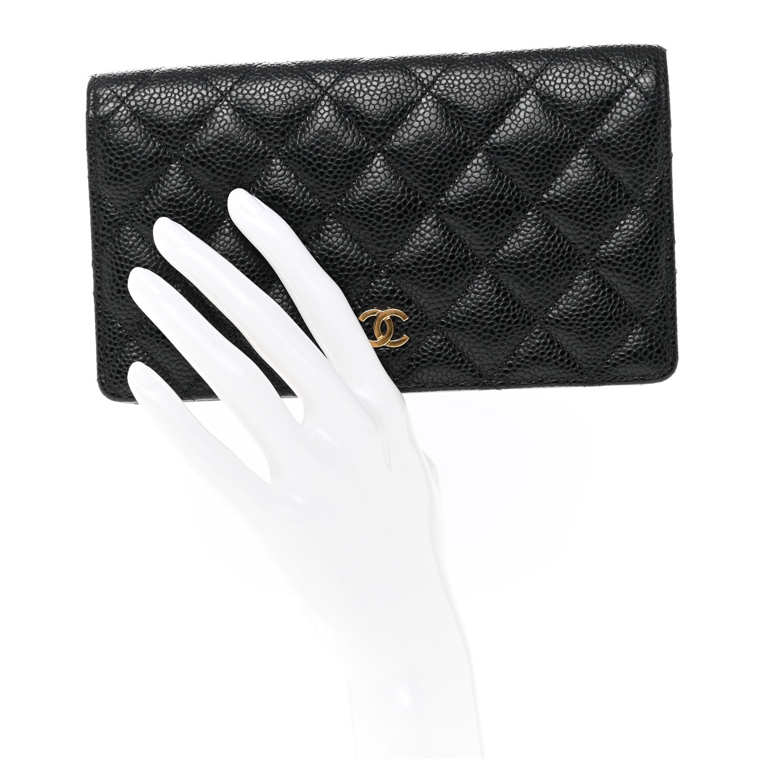 Chanel Caviar Quilted Yen Wallet Black 2 of 8
