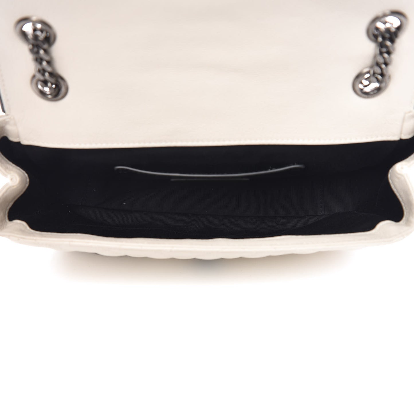 Sheepskin Tri-Quilt Monogram Medium Soft Envelope Bag White Black
