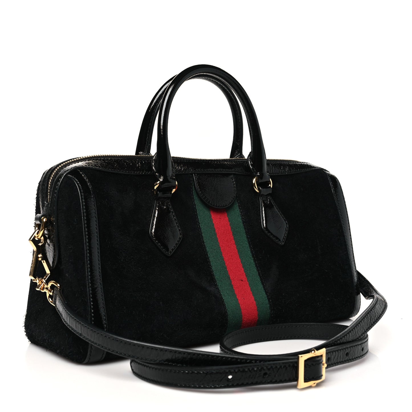 Suede Patent GG Web Medium Ophidia Boston Black