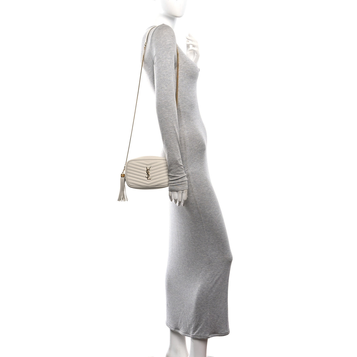 Saint Laurent Grain De Poudre Matelasse Monogram Mini Lou Camera Bag Crema Soft 2 of 10
