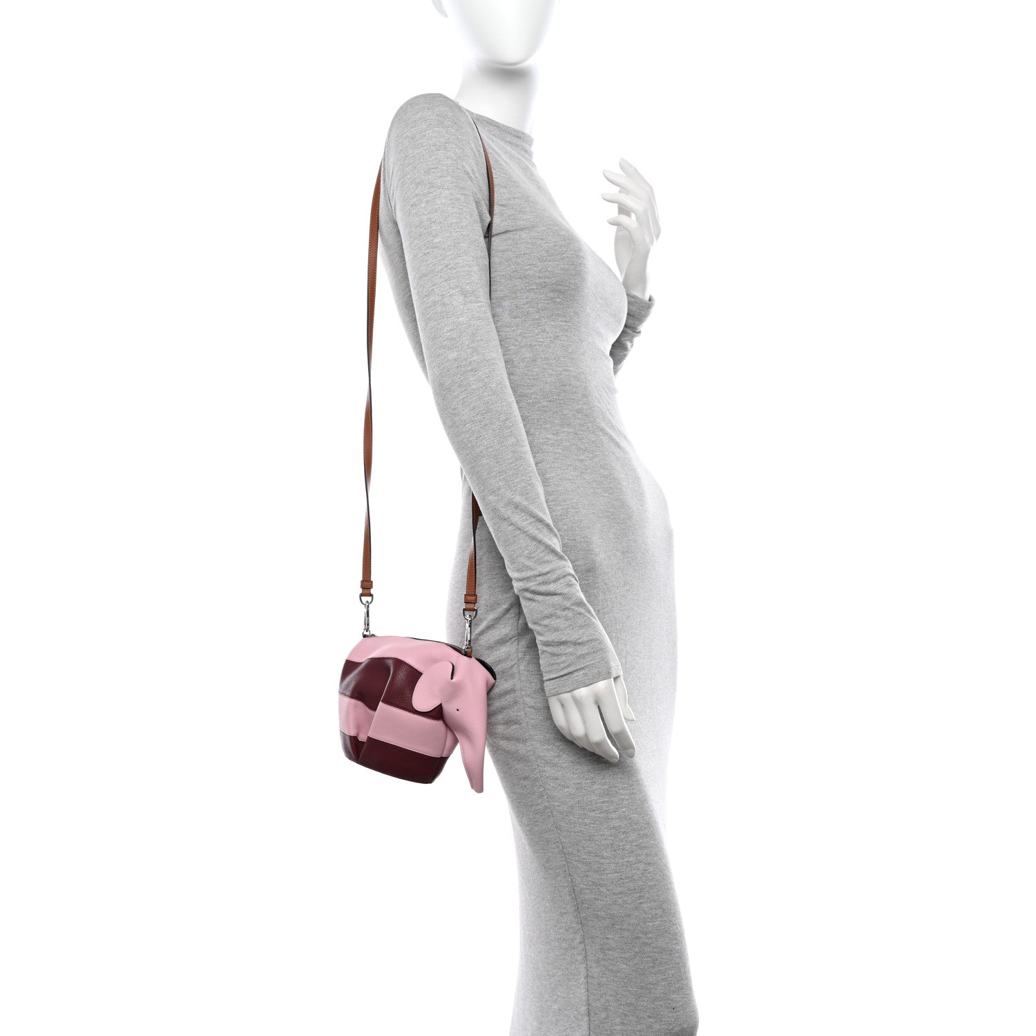 Loewe Calfskin Rugby Mini Elephant Crossbody Bag Wine Pastel Pink 2 of 13