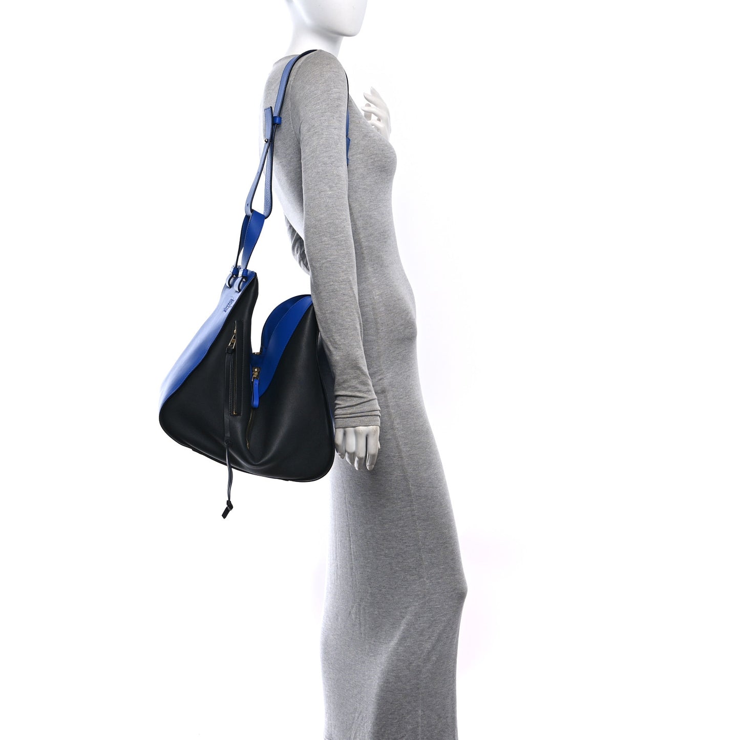 Calfskin Medium Hammock Shoulder Bag Electric Blue Black
