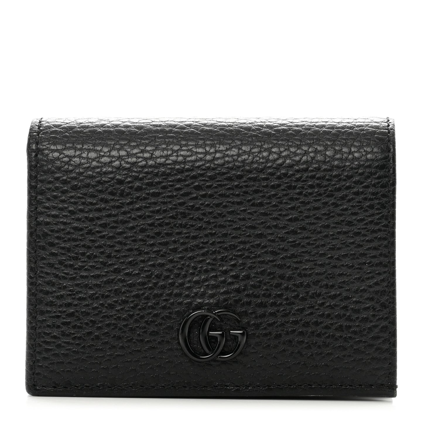 Dollar Calfskin Enamel Monochrome GG Marmont Card Case Black