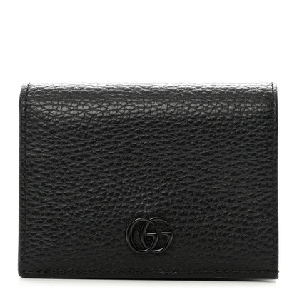 Gucci Dollar Calfskin Enamel Monochrome GG Marmont Card Case Black 1 of 7