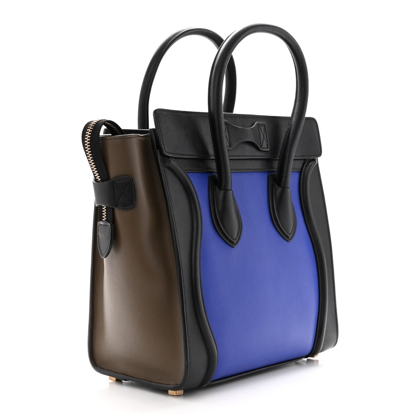 Drummed Calfskin Micro Tri-Color Luggage Indigo